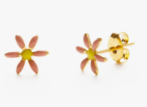 Pink Daisy Stud Earrings