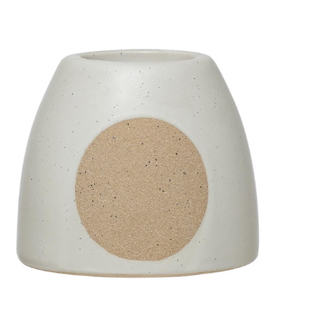 Stoneware Tealight Holder with Circle Design