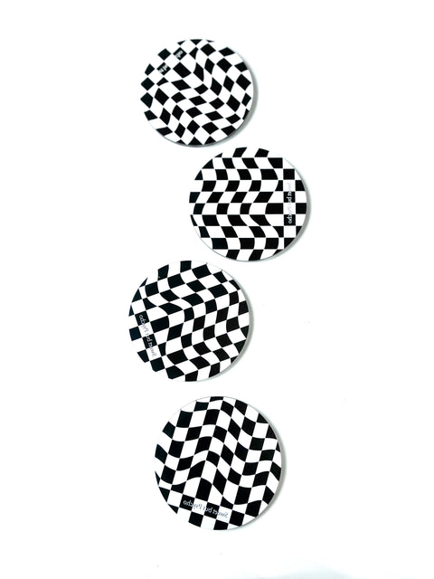 Wavy Checked Acrylic Coasters - Set of 4