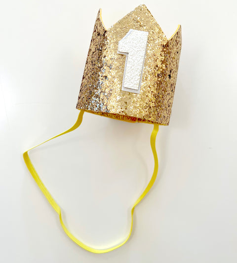1st Birthday Gold Glitter Crown