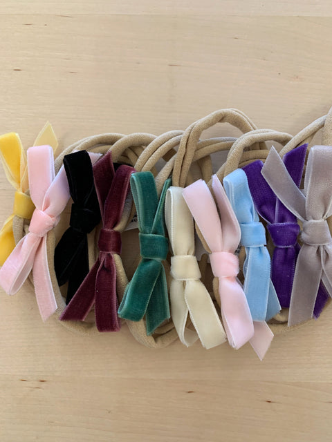 Small Velvet Bow Baby Headbands (Set of 2)