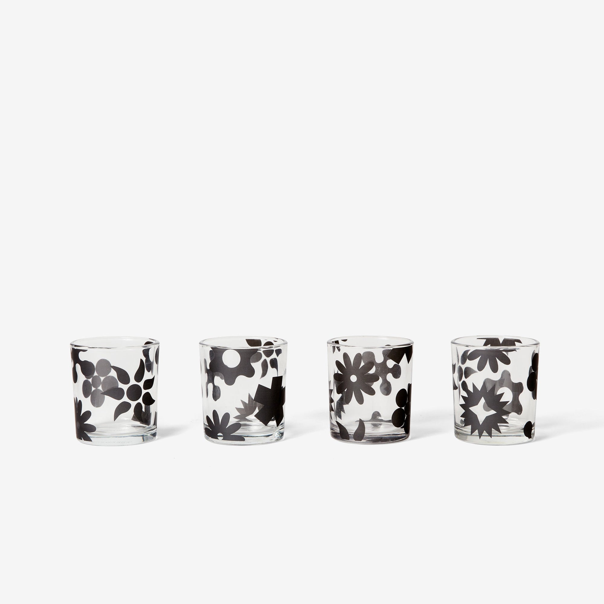 Pattern Glasses - Black Set of 4
