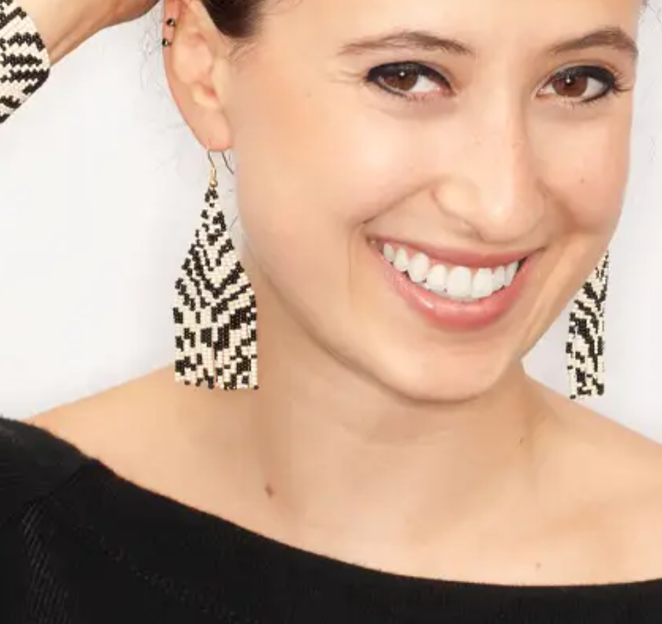Beaded Zebra Earrings