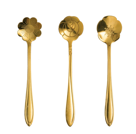 Stainless Steel Flower Shaped Spoons (Set of 3)