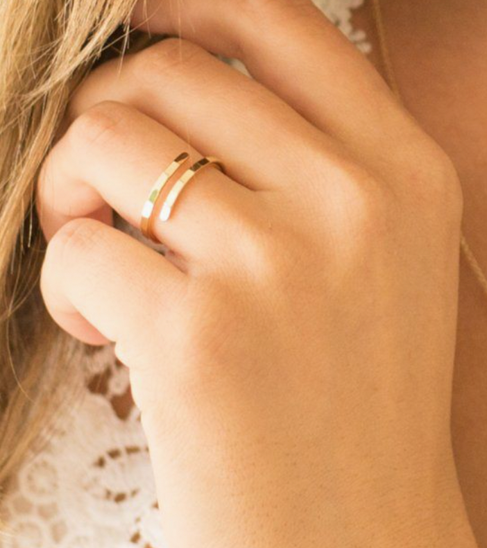 Gold Hammered Marigold Wrap Around Ring