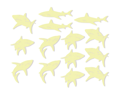 Glow in The Dark Sharks Stick-On Decor - Stay Forever