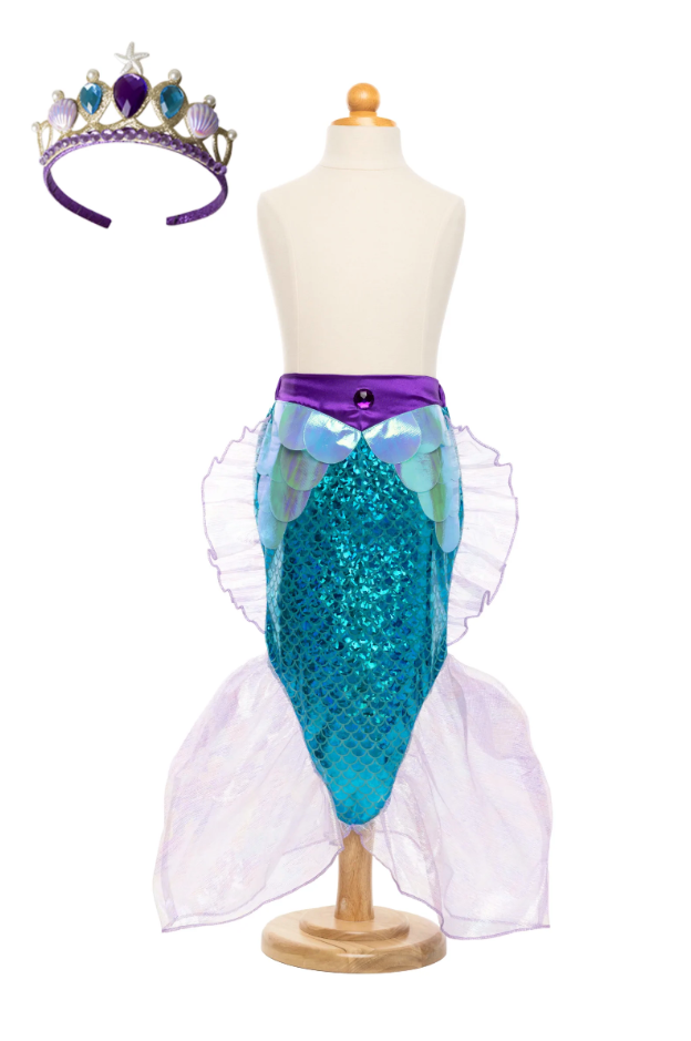Mermaid Glimmer Skirt w/Tiara, Lilac/Blue, Size 5-  6
