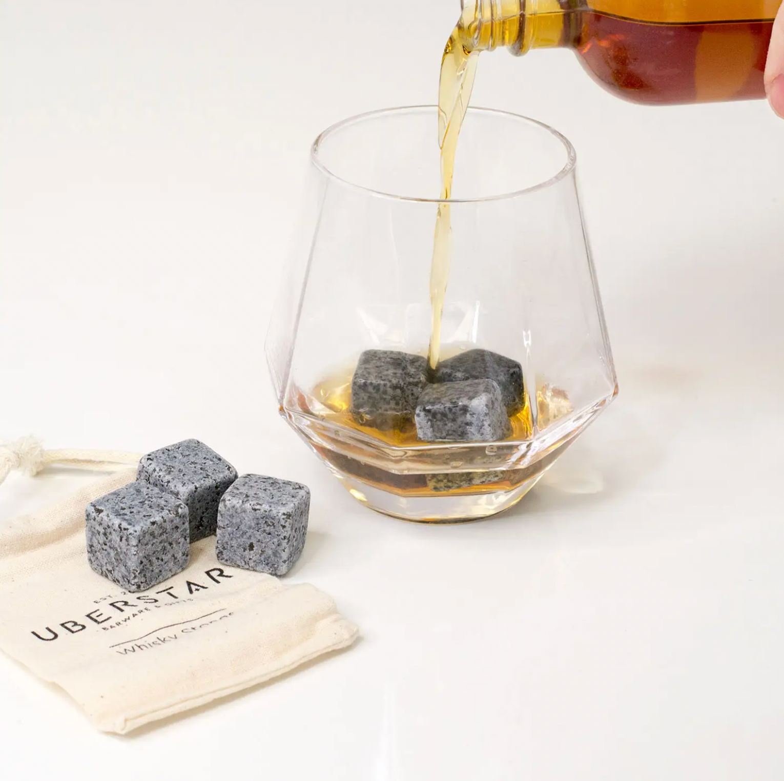 Whiskey Stones - Set of 6 Cooling Stones and Cotton Bag