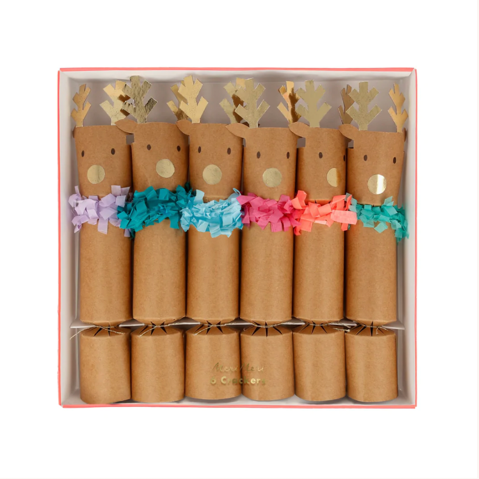 Reindeer Fringe Small Crackers (Set of 6)