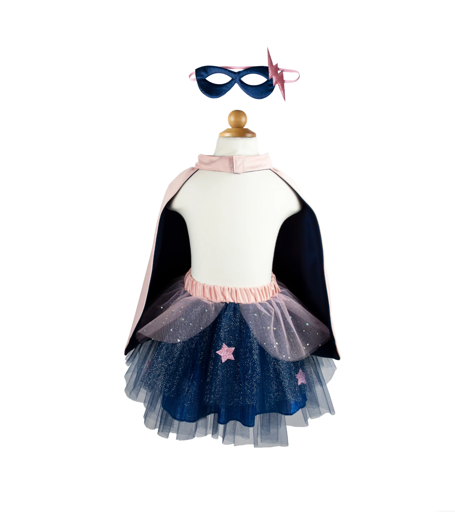Super-duper Tutu, Cape & Mask, Pink/Navy, Size 4-6