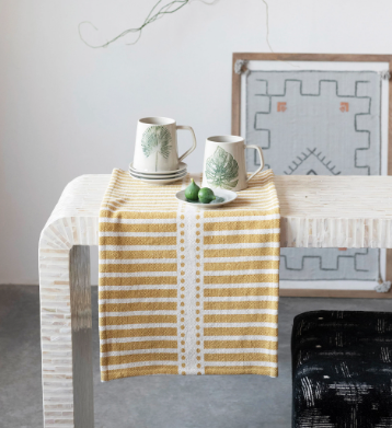 Cotton Table Runner - Dots + Stripes