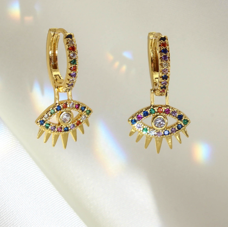 Evil Eye Huggie Earrings