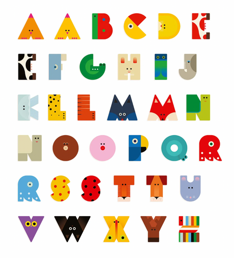 Wooden Graphic Animal Letters