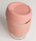 Uberstar | Reusable Glass Travel Coffee Cup - 12oz Blush Pink