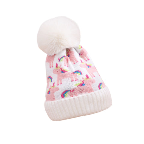 Unicorn Pompom Hat White