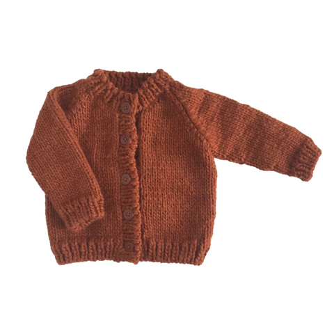Classic Cardigan Cinnamon Hand Knit Kids Sweater