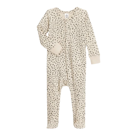 Skylar Footed Sleeper in Pewter Cheetah