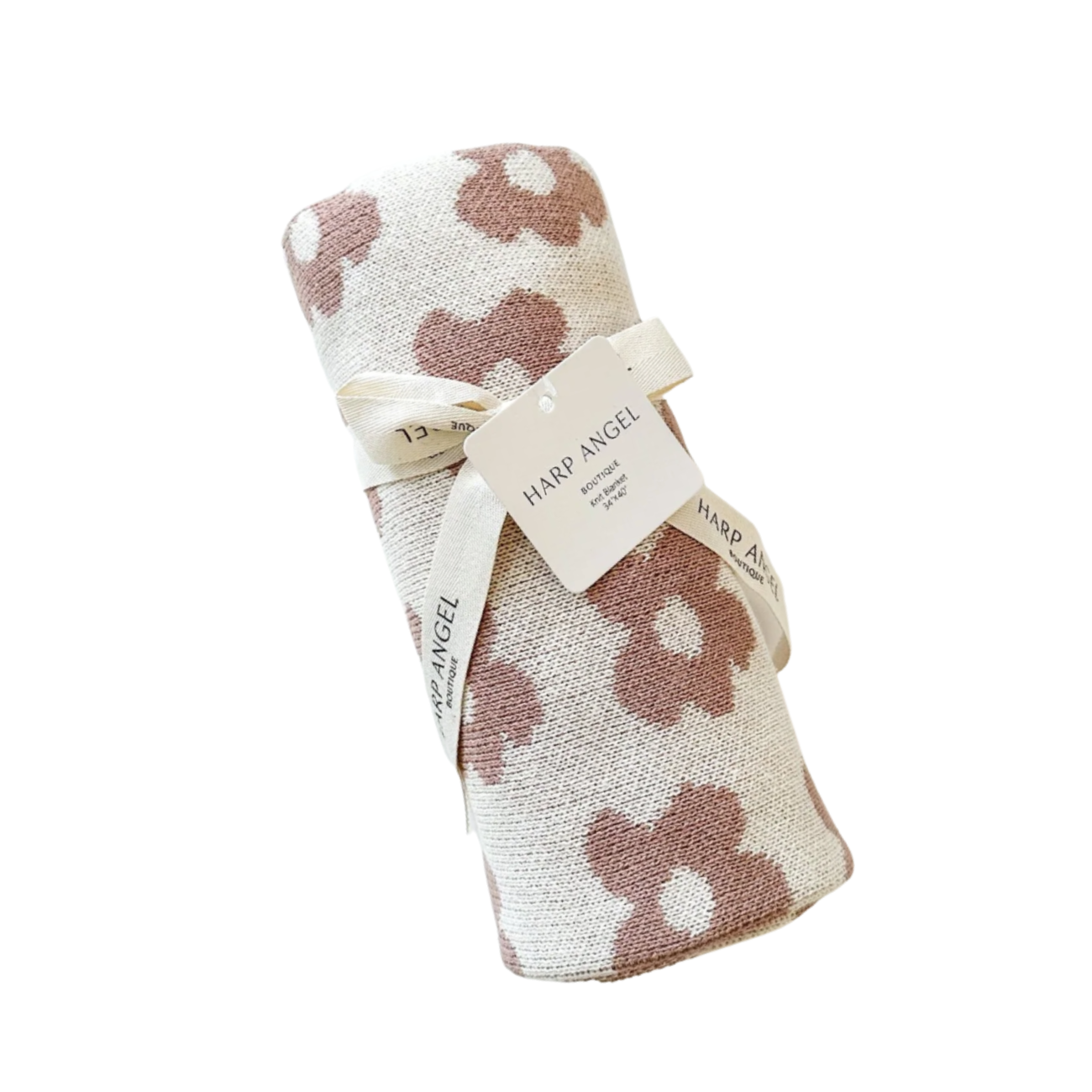 Knit Baby Blanket Mocha Daisy