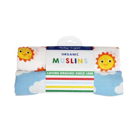 Organic Sunshine Cloud Print Muslin Swaddle 2-Pack