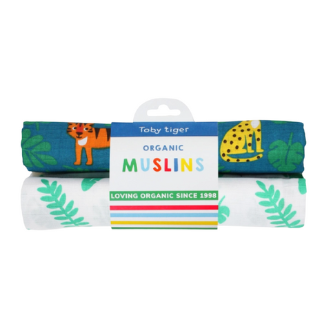 Organic Wild Cats Print Muslin Swaddle 2-Pack