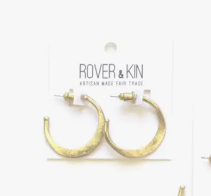 Rover & Kin | Small Gold Hammered Hoops 1"