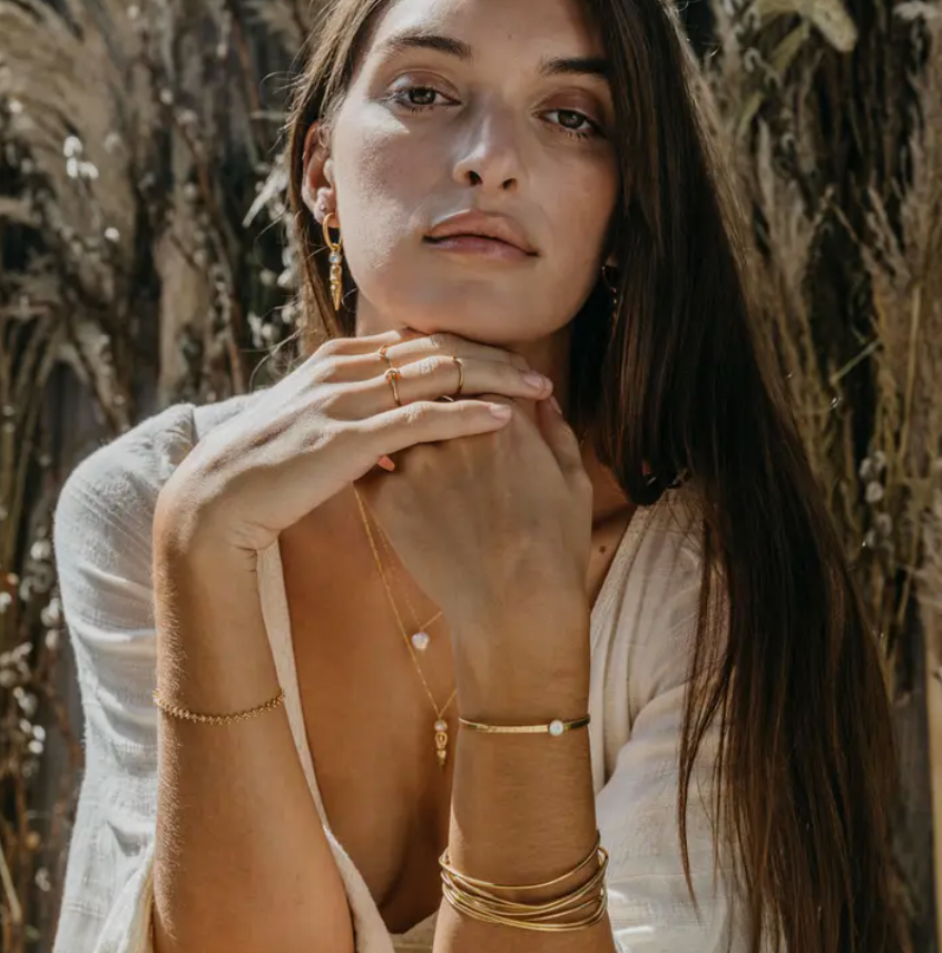 Mother of Pearl Hammered Cuff