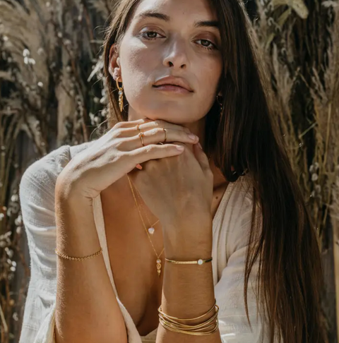 Mother of Pearl Hammered Cuff