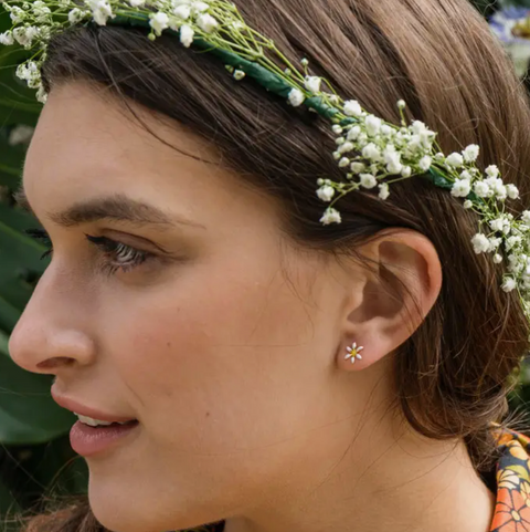 Pink Daisy Stud Earrings