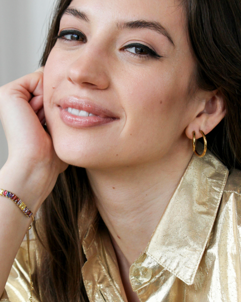 Feather Hoop Earrings Medium (Gold)