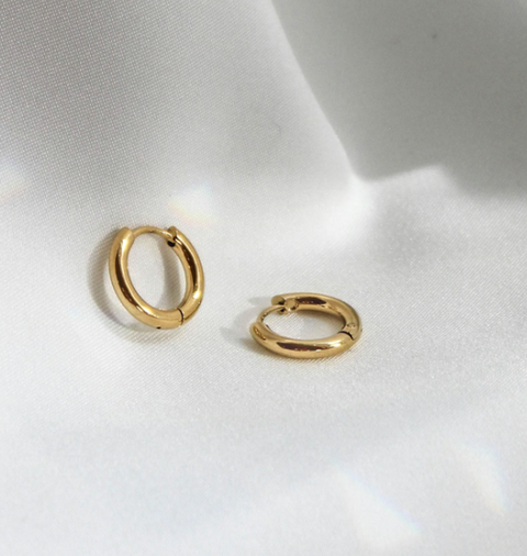 Feather Hoop Earrings Gold (Small)