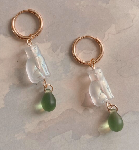 White Cat Teardrop Earrings