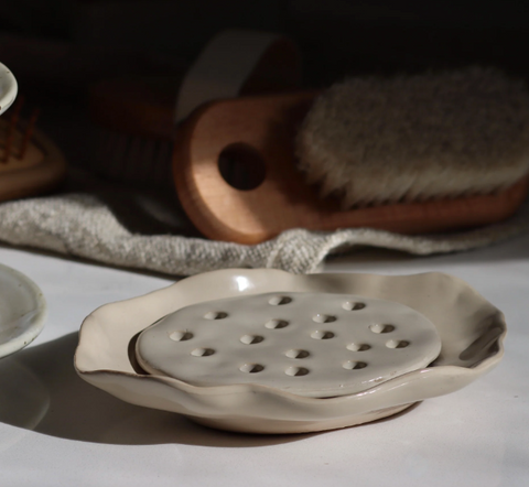 Stoneware Soap Dish w/ Removable Tray