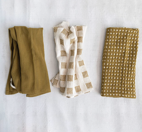 Woven Cotton Tea Towels, Set of 3