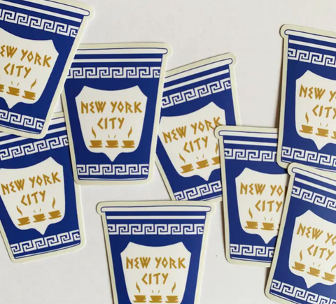 New York Greek Coffee Cup Vinyl Sticker