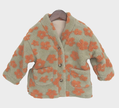 Fleece Orange Floral Jacket