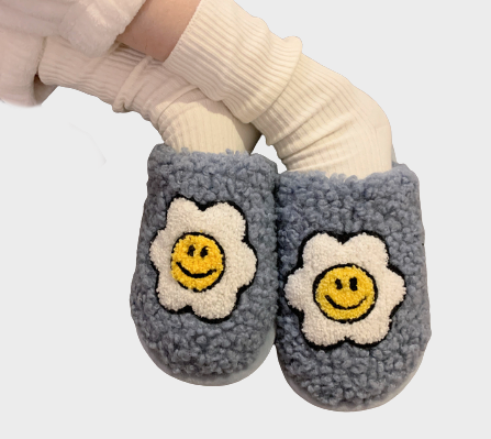 Smiley Slippers Gray