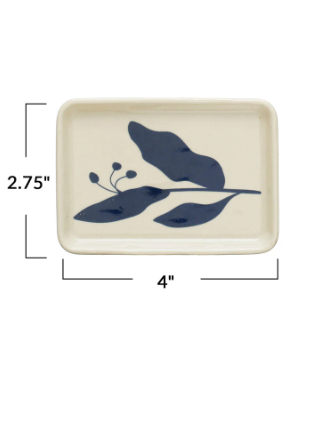 Stoneware Blue Botanical Plate - Small