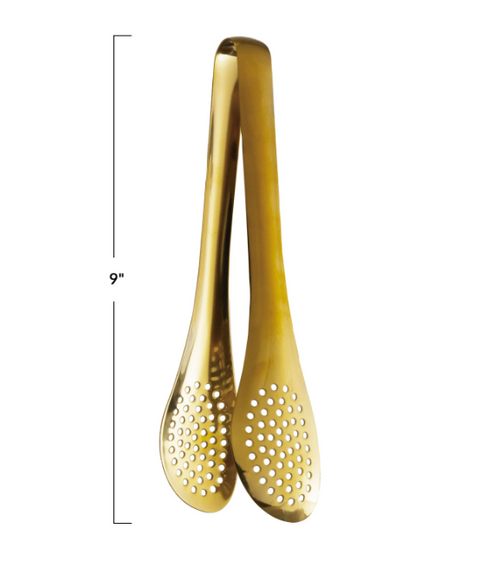 Stainless Steel Slotted Tongs - Gold