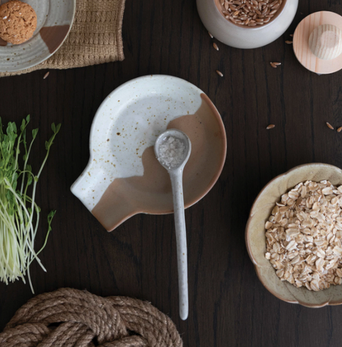 Stoneware Spoon Rest - Speckled Brown