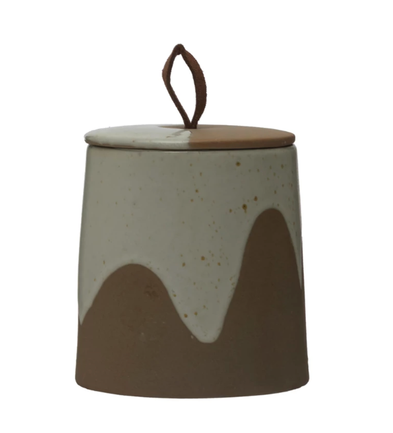 Stoneware Canister w/ Leather Loop
