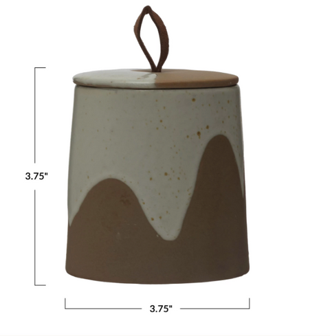 Stoneware Canister w/ Leather Loop