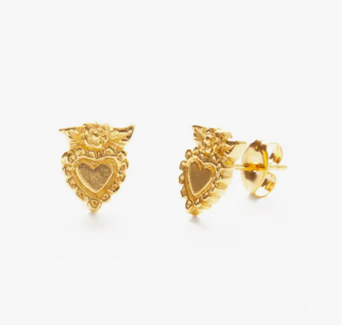 Mexican Folk Heart Studs