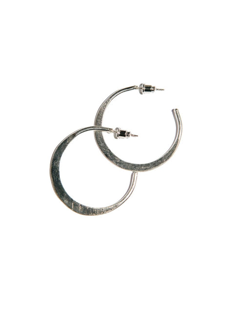 Hammered Hoops Silver 1.5"