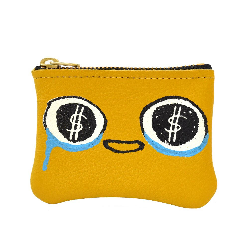 Yellow Almighty Dollar Leather Cardholder