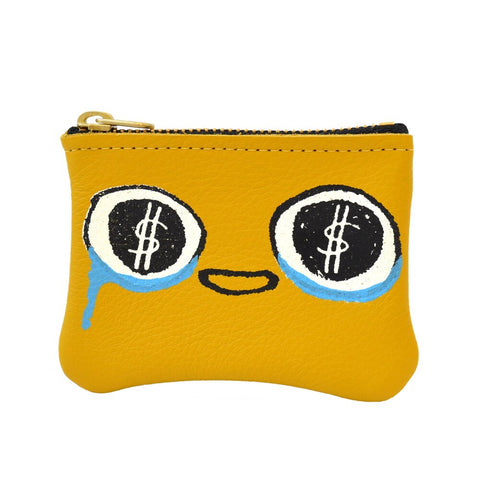Yellow Almighty Dollar Leather Cardholder