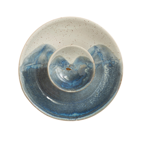 Hand-painted Stoneware Chip and Dip Dish