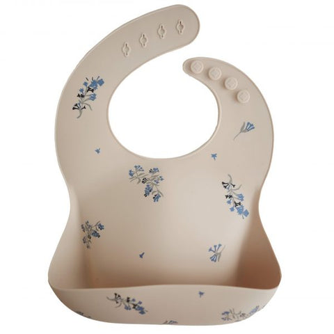 Silicone Baby Bib Lilac Flowers