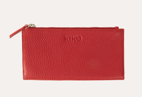 Red Leather Top Zip Wallet