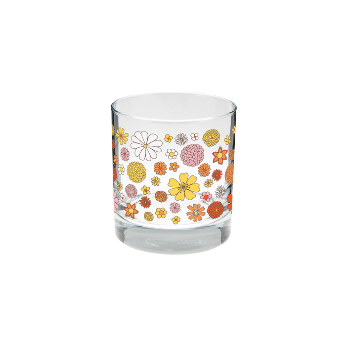 Flower Power Rocks Glass