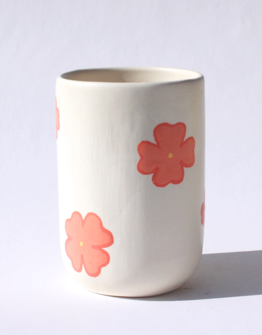Coral Floral Cup